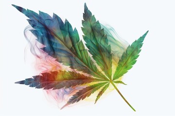 Transparent cannabis leaf PNG with 3D effect. Generative AI