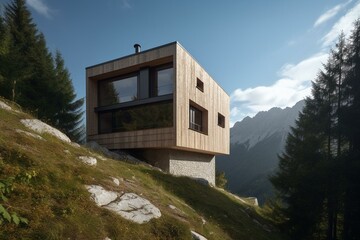 Mountain house. Generative AI