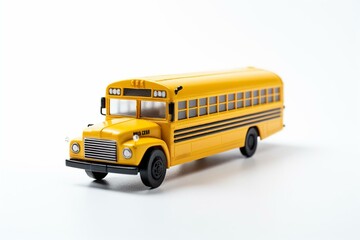A white background showcases a yellow school bus. Generative AI