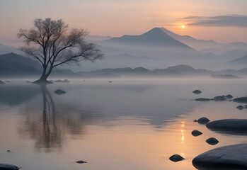 Tranquil Serenity A Breath of Dawn Generative AI