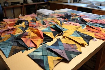 quilt blocks pinned together, ready to sew