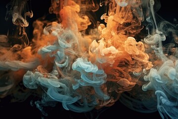 swirling smoke patterns illuminated by ambient light