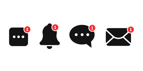New notification and message icon set. Social media concept. - obrazy, fototapety, plakaty