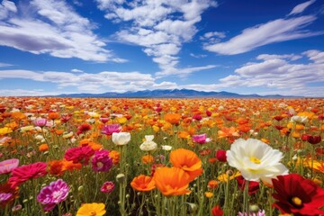 Fototapeta premium wide angle of a colorful flower field in spring