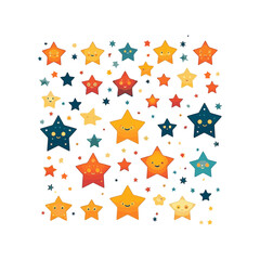 Simple stars kid illustration design, elements isolated white background