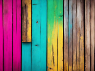 Colorful wood wall background and texture, Vintage color tone.
