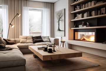 cozy minimalist interior with modern furnishings