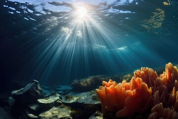 Fototapeta na wymiar sunlight filtering through underwater ice formations