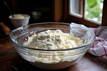 Fototapeta premium freshly made dough in a food processor bowl