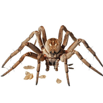 False wolf spider a large brown and hairy arachnid situated on a transparent background