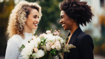 Beautiful Bride and Groom Celebrating