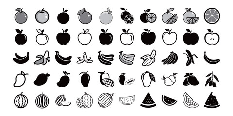 Set of fruits and vegetables,editable and resizable EPS 10.