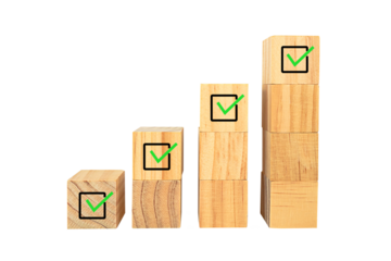 Business growth success achievement concept, arranging wooden block stacking as step stair or ladder for planning development leadership and customer target group concept.PNG