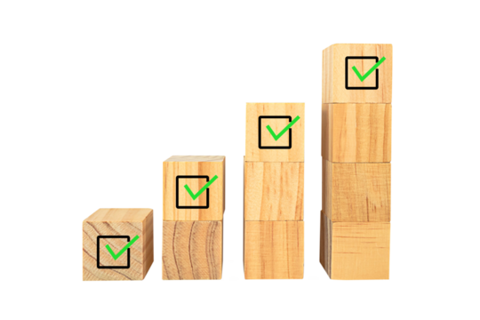 Business growth success achievement concept, arranging wooden block stacking as step stair or ladder for planning development leadership and customer target group concept.PNG