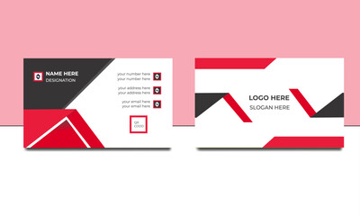 Modern business card template red black colors with company logo. Horizontal and vertical layout. 