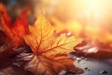 Fototapeta na wymiar Autumn falling leaves background