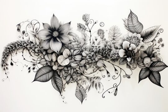 zentangle art with nature-inspired motifs and shapes