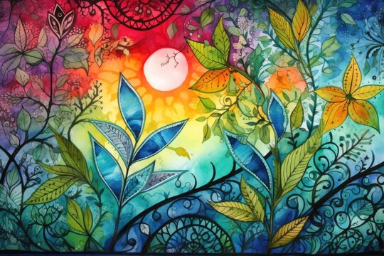 vibrant zentangle creation using watercolor techniques