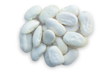 Fototapeta na wymiar White bean grains lying in a pile isolated on a transparent background.