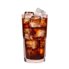 Glass with cola and ice isolated on transparent background