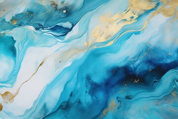 Whispers of Eternity Blue Pastel and Turquoise Gold Mystical Seabreeze Gold Turquoise Abstract on Pastel Blue