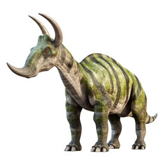 a Parasaurolophus dinosaur with shadow on transparent background including clipping path