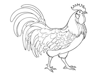 Rooster pencil drawing coloring book. Vector illustration © Vasili