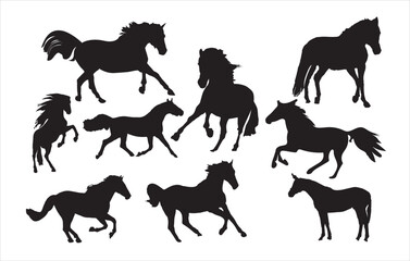 silhouettes of horses collection  vector art eps
