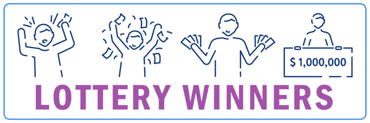 Lotto Signs Thin Line Icon Set Include of Luck Symbol, Money, Ticket and Ball. Vector illustration of Icons Lottery