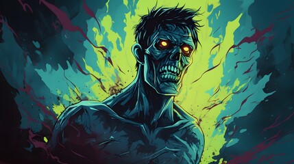 Halloween zombie monster illustration for background or wallpaper