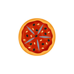 vector illustration of pizza on isolate background. Traditional italian fast food. Top view meal. European snack