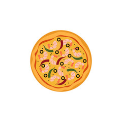 vector illustration of pizza on isolate background. Traditional italian fast food. Top view meal. European snack