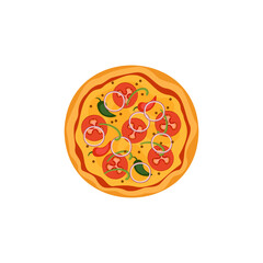 vector illustration of pizza on isolate background. Traditional italian fast food. Top view meal. European snack