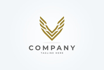 Fototapeta premium Initial V Wing logo. modern letter V with Wings design logo. flat design logo template. vector illustration