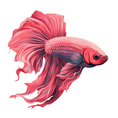 Red betta fish against transparent background