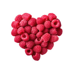 Love concept healthy dietary raspberry heart isolated on transparent background