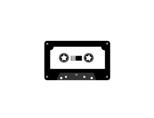 Black color tape recorder cassette vector illustration isolated on white background