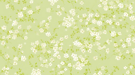 Fototapeta premium a horizontal image of graphic white flowers on a pale lime green background for mock-up, and produt presentation in a Commercially-themed image as a JPG horizontal format. Generative AI
