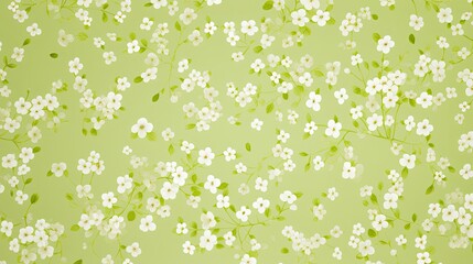 Fototapeta premium a horizontal image of graphic white flowers on a pale lime green background for mock-up, and produt presentation in a Commercially-themed image as a JPG horizontal format. Generative AI