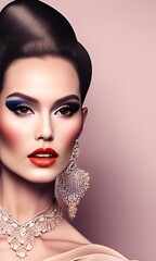 portrait of a woman with makeup. generative ai.