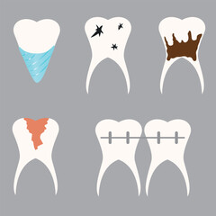 Dental diseases. High quality vector illustration.