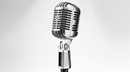 A Retro style microphone isolated on white background. Microphone. Generative Ai