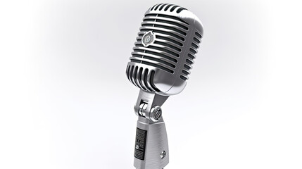 Fototapeta premium A Retro style microphone isolated on white background. Microphone. Generative Ai