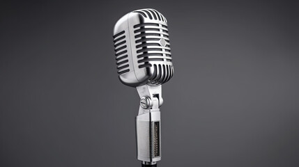 A Retro style microphone isolated on white background. Microphone. Generative Ai