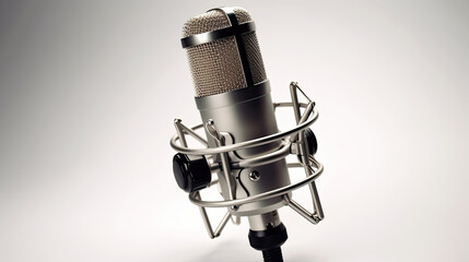 A Microphone. Studio condenser microphone on white background. Generative Ai