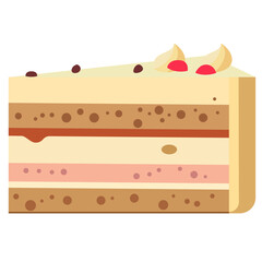 Slice of perfectly cut cake flat style vector illustration, Cheese cake sliced view stock vector image