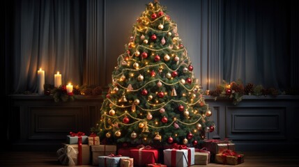 Fototapeta na wymiar dazzling beauty of a fully decorated Christmas tree