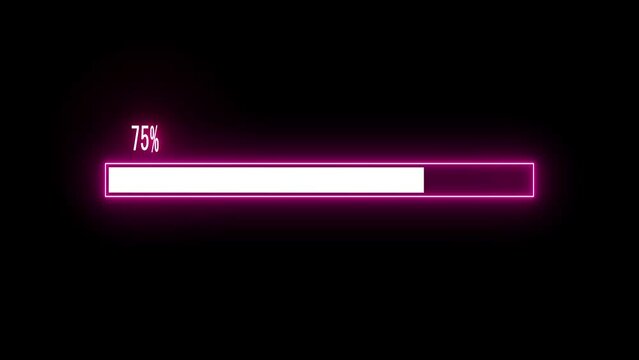 abstract glowing neon loading bar animation on black screen 4k