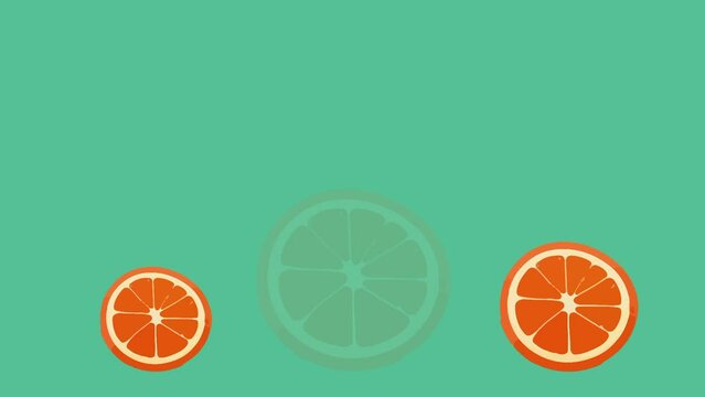 minimal commercial background. orange lemon slices rolling motion video