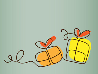 Merry Christmas decoration. Wavy line with gift box.